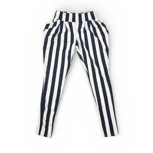 NWT Valia Black White Vertical Stripe Skinny Pants Made in Canada Size M